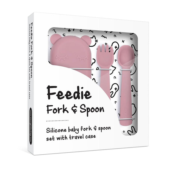Feedie-σετ πιρούνι & κουτάλι σε θήκη-ροζέ