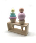 Ξύλινο παγωτό - παιχνίδι ισορροπίας - ροζ παστελ