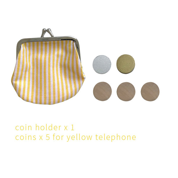 Ξύλινο ρετρό τηλέφωνο με νομίσματα-κίτρινο