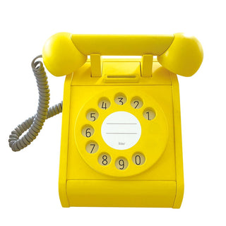 Ξύλινο ρετρό τηλέφωνο με νομίσματα-κίτρινο